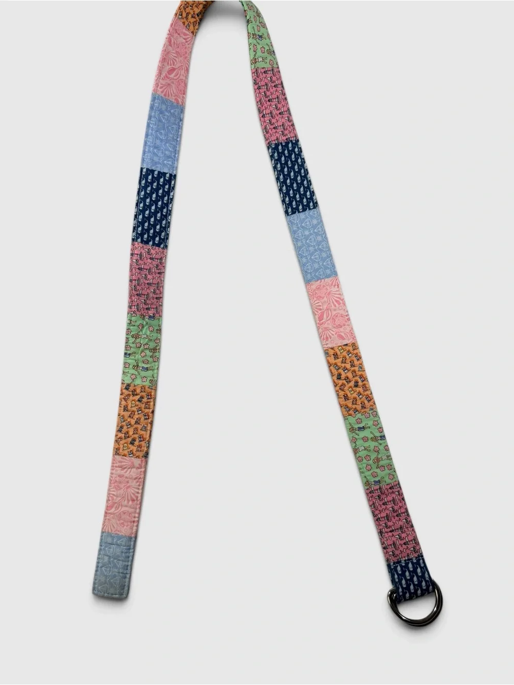 Vineyard Vines Vintage Patchwork D-Ring Belt XL Whale Lighthouse Y2K Preppy